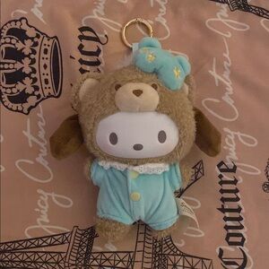 Cute Bear Plush Keychain with Blue Outfit
